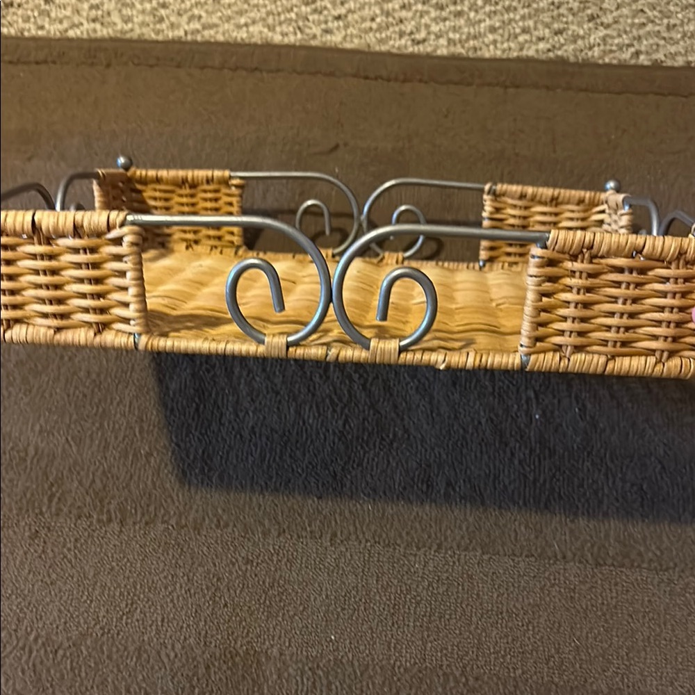 Wicker and Metal Serving Tray